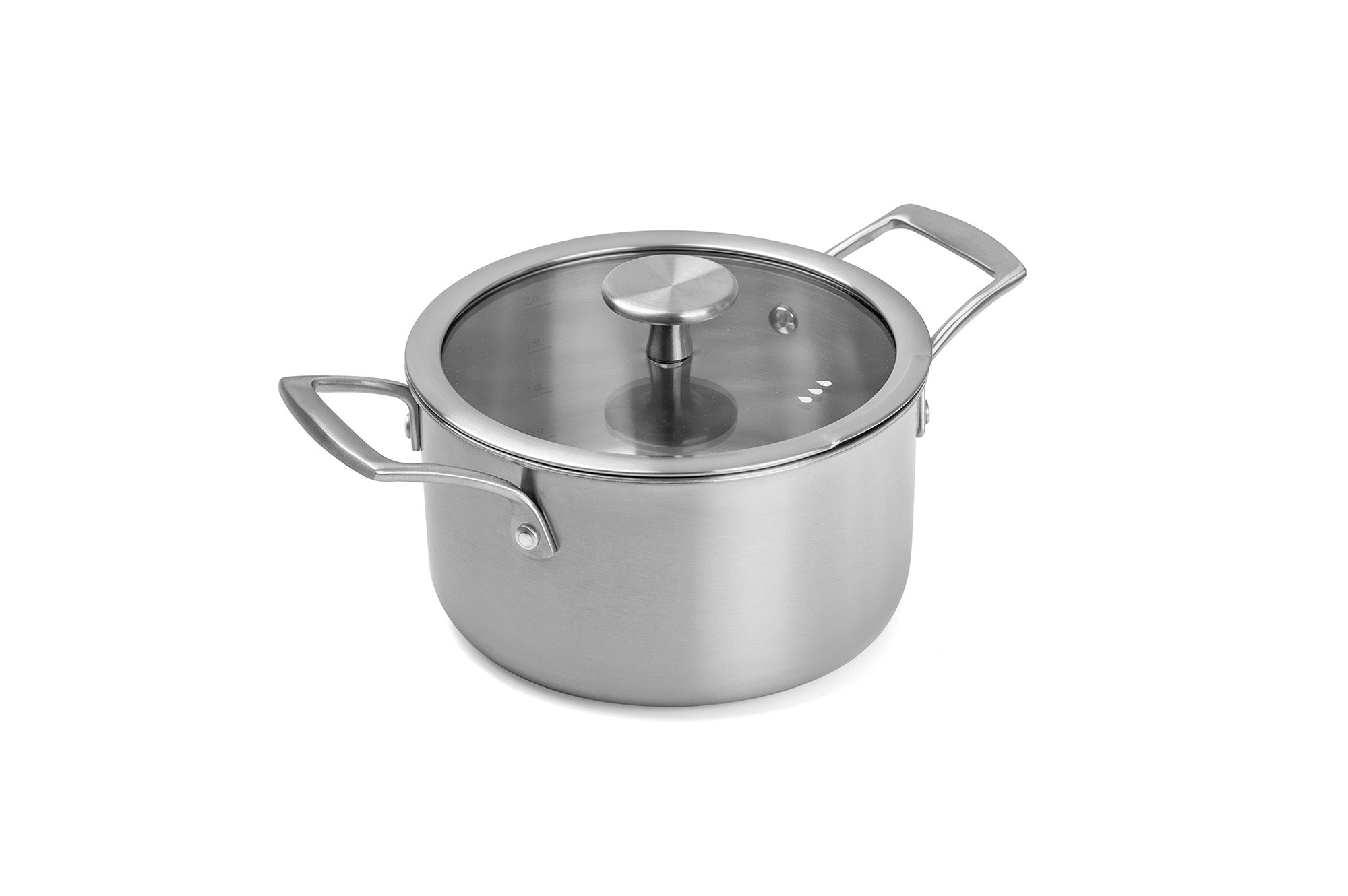 Remoska Proxima RVS kookpan 18 cm (2L) met deksel – 3-laags staal, inductie — Proxima kookpan 2 l met glazen deksel