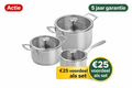 Remoska Proxima pannenset 6-delig – RVS – 1,5L / 2L / 3L – met glazen deksels – geschikt voor inductie