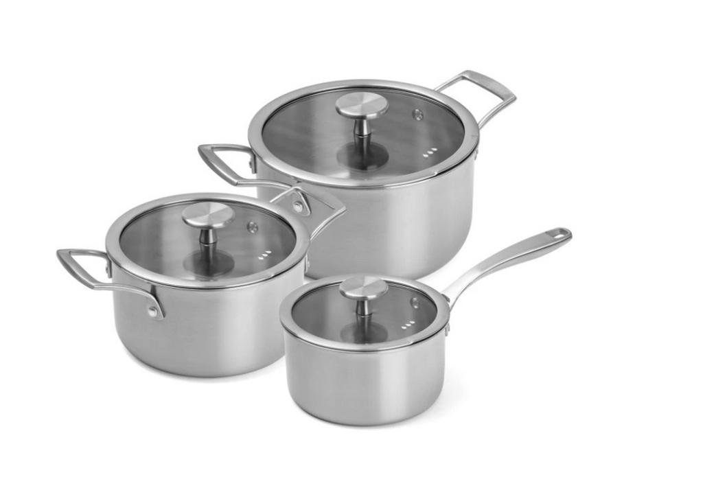 Remoska Proxima pannenset 6-delig – RVS – 1,5L / 2L / 3L – met glazen deksels – geschikt voor inductie