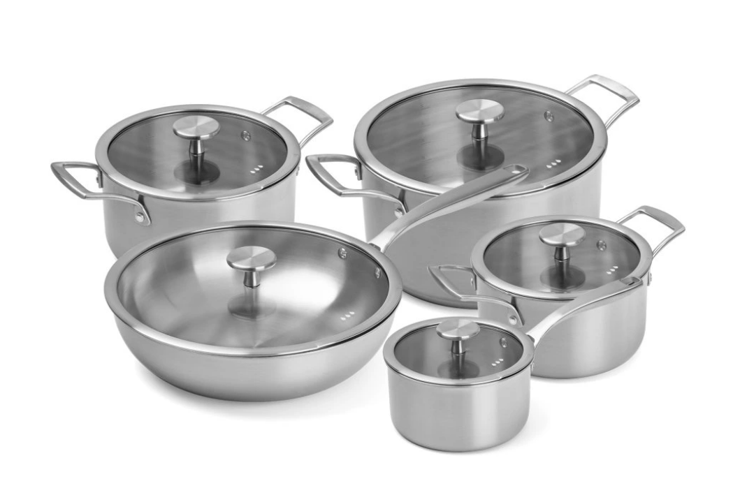 Remoska Proxima pannenset 10-delig – RVS – 1,5L / 2L / 3L / 5L – met glazen deksels – geschikt voor inductie